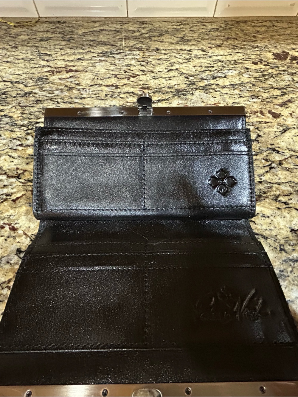 Patricia Nash black leather wallet. - Picture 3 of 7